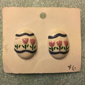 EASTER - 1980s Laura Moller Easter Tulip Egg Post Earrings (NWT)